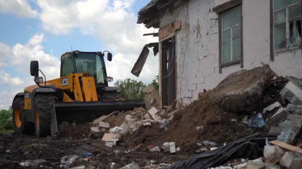 Kiev Oekraïne Juni 2021 Vernietiging Van Een Oud Particulier Huis — Stockvideo