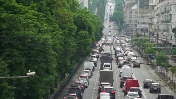 Zaman Atlaması Büyük Şehirde Yoğun Trafik Var Çıkışı — Stok video