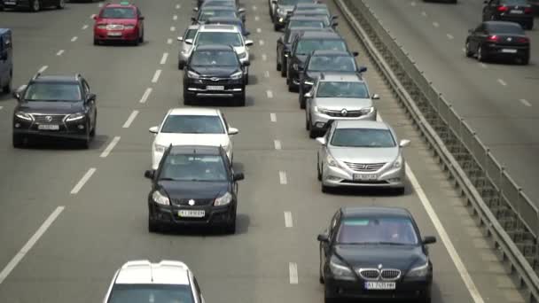 Zwaar Verkeer Grote Stad Rush Uur — Stockvideo