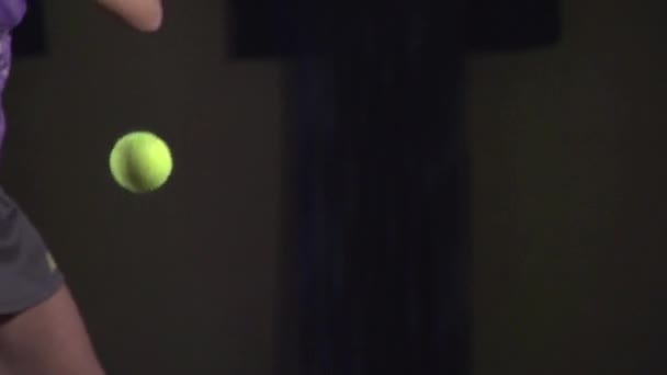 Постріли з тенісу: Зріз (повільний рух ) — стокове відео