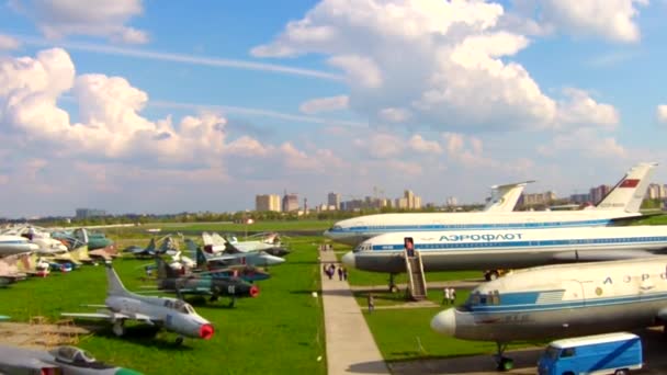 Old aircrafts at aviation museum in Kiev — Stock Video