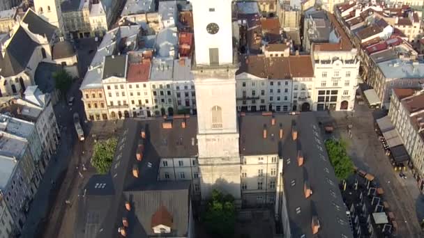 Ayuntamiento de Lviv (aéreo ) — Vídeo de stock