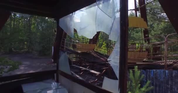 Ruské kolo v Pripjati, poblíž Černobylu (antény, 4k) — Stock video