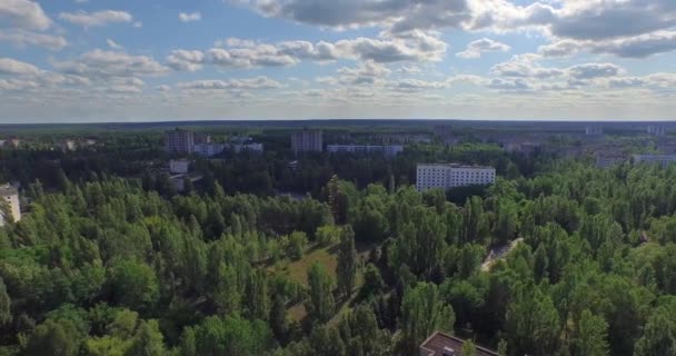 The Abandoned City of Pripyat near Chernobyl (Aerial, 4K) — Stock Video