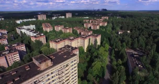 Opuštěné město Pripjať poblíž Černobylu (antény, 4k) — Stock video