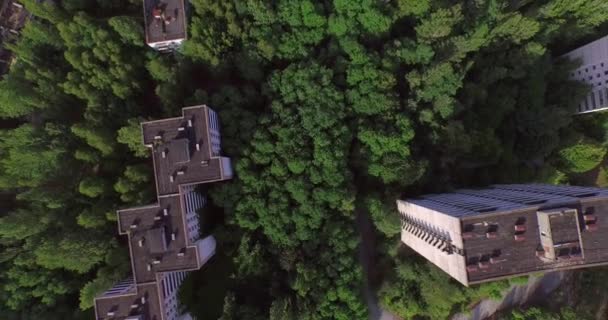放弃了城市的普里皮亚季附近切尔诺贝利 (空中，4 k) — 图库视频影像