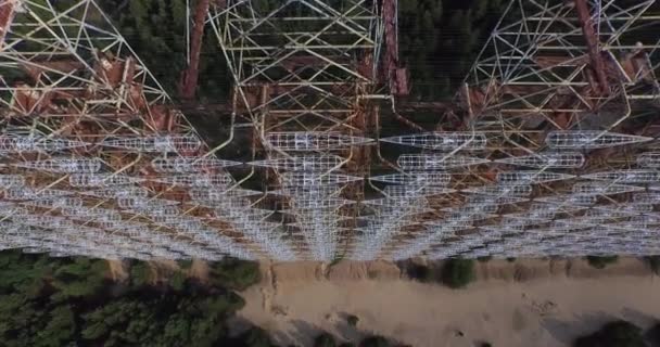 Duga, the Steel Giant Near Чернобыль (Aerial, 4K ) — стоковое видео