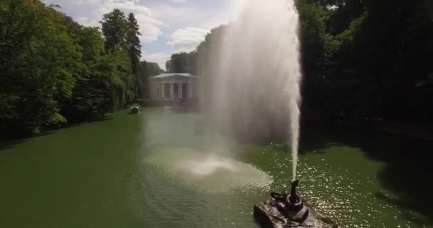 Tournage aérien dans un parc dendrologique pittoresque et romantique — Video