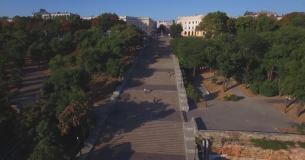 Duke de Richelieu monument in Odessa (Aerial) — Stockvideo