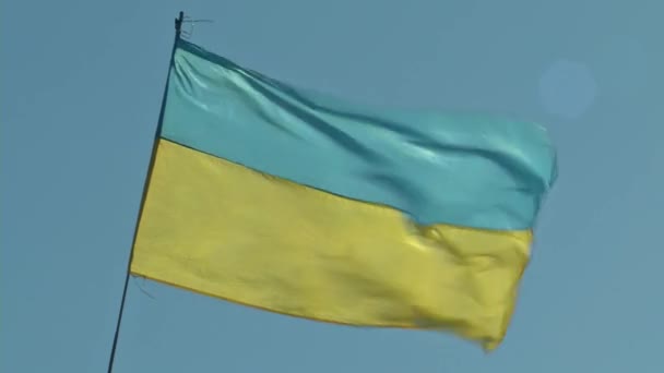 Vlag van Oekraïne zwaaien in de wind — Stockvideo