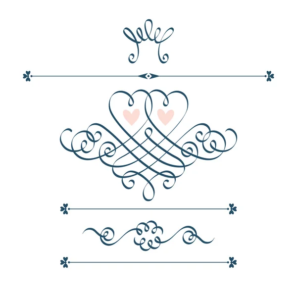 Kalligrafische harten, kroon, bloem Vectorbeelden