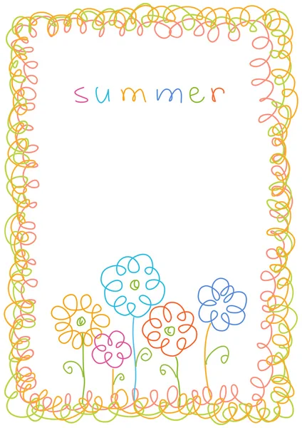 Arrière-plan avec des fleurs gribouillis, cadre — Image vectorielle