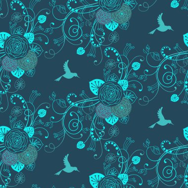 Çiçek, kuş ile Seamless Modeli