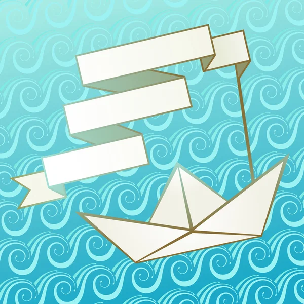 バナーでの紙の船 — ストックベクタ
