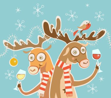 Noel kartı ile karikatür geyik