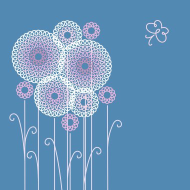 Çiçek ve kelebek doodle