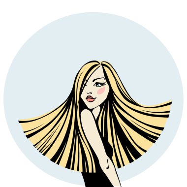 Uzun saçlı genç bir kadın.