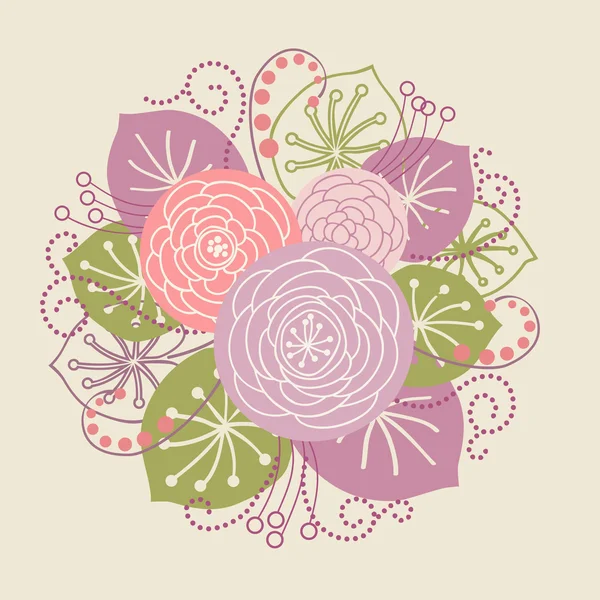 Lindo ramo de flores en flor — Vector de stock