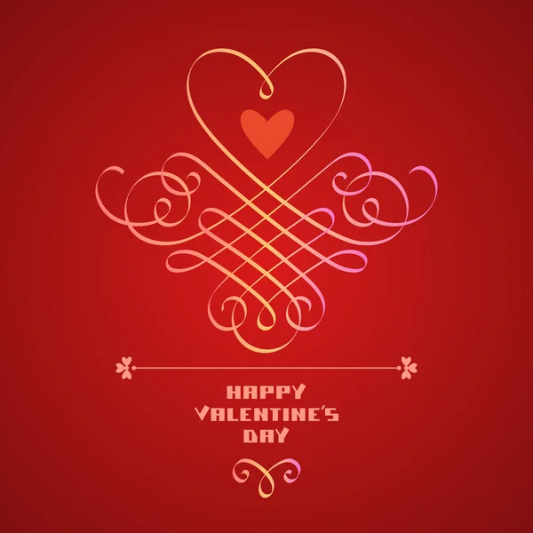 Tarjeta festiva con corazón caligráfico — Vector de stock