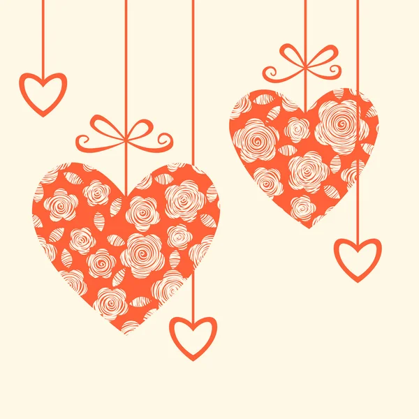 Hearts with floral texture — Stock Vector