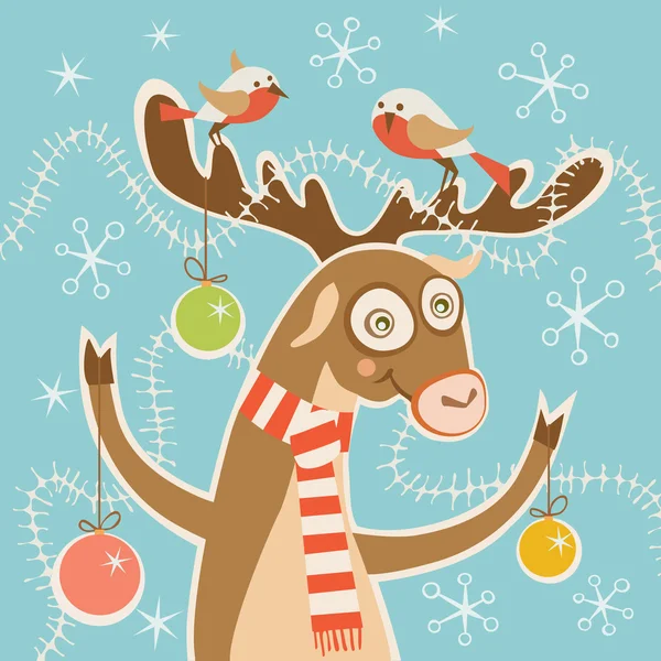 Cerf avec décoration de Noël — Image vectorielle