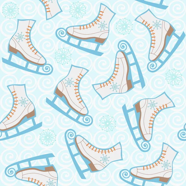 Modèle vintage avec patins à glace — Image vectorielle