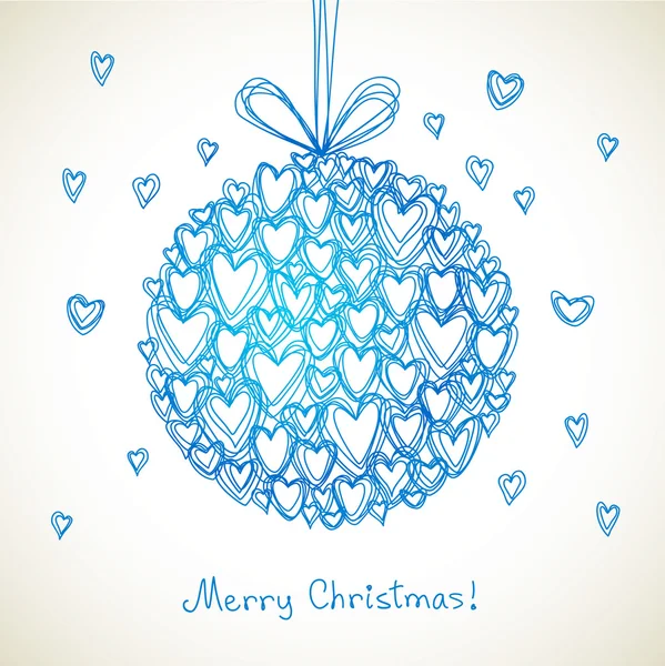 Boule festive de cœurs de gribouillis — Image vectorielle