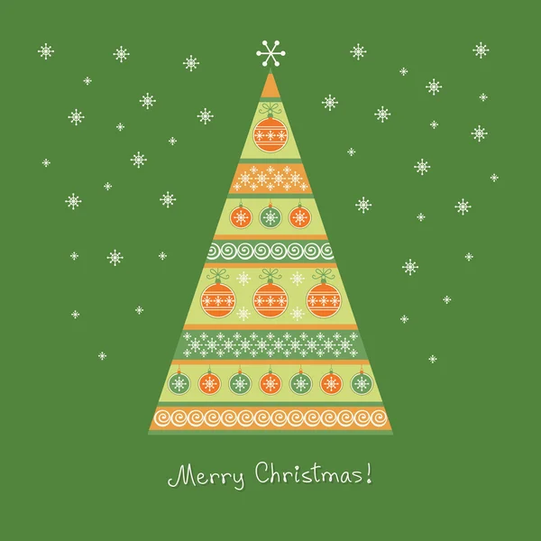 Prokládané vánoční strom s výzdobou — Stockový vektor