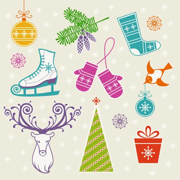 Set of Christmas winter icons — Stock Vector
