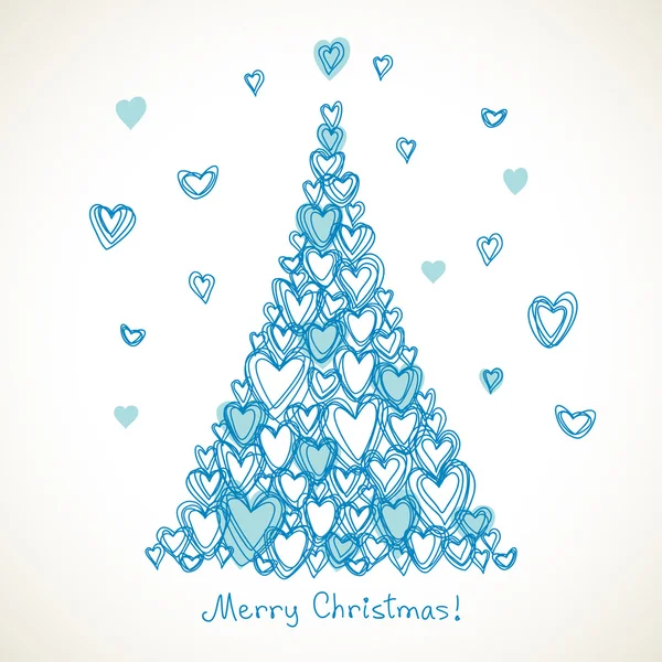 Christmas tree of doodles hearts — Stock Vector