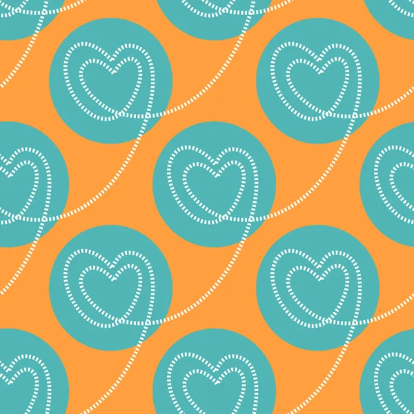 Polka dot hearts seamless pattern — Stock Vector