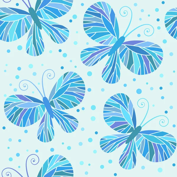 Seamless pattern with blue butterflies — Stock Vector