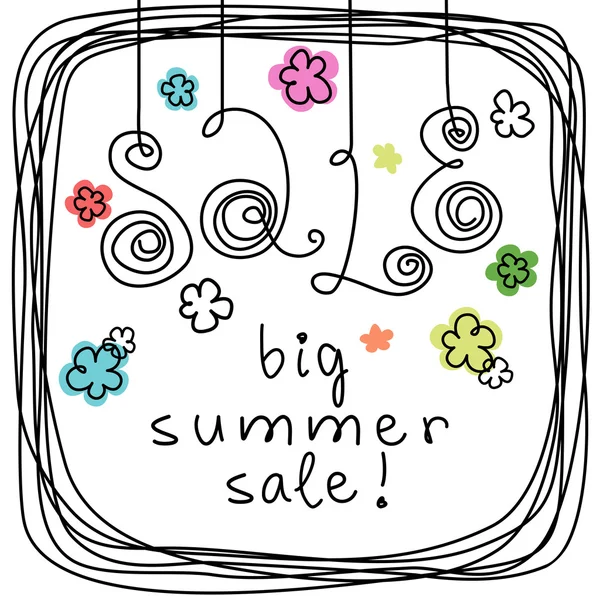 Doodle background - Big Summer Sale — Stock Vector