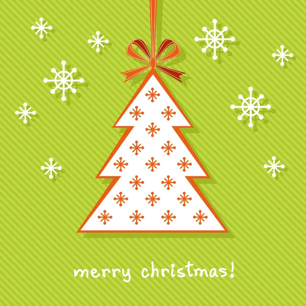 Tag Christmas tree with ribbon — Stock Vector