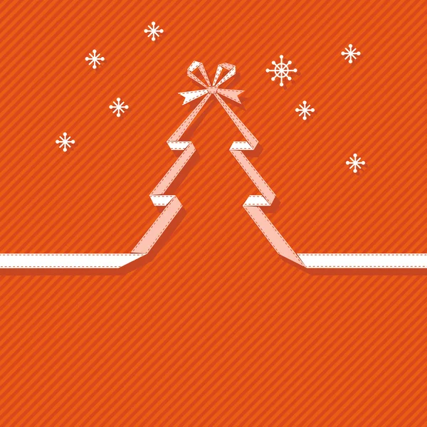 Árbol de Navidad de cinta de papel con lazo — Vector de stock