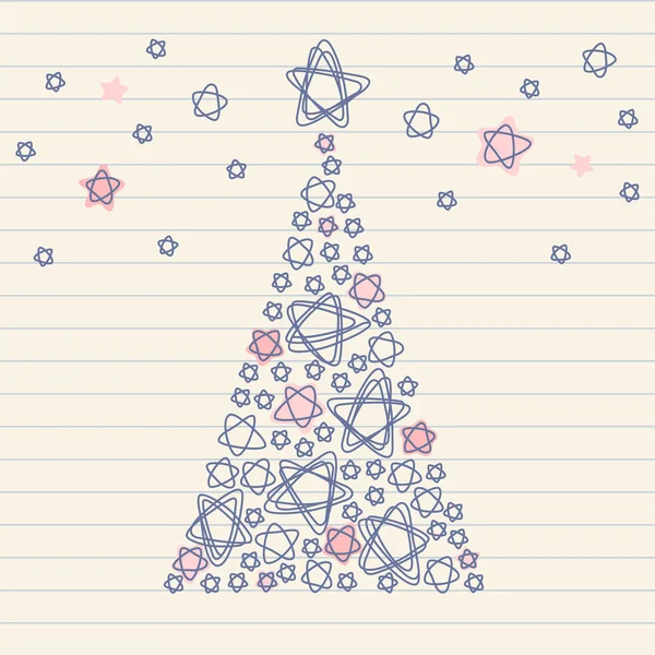 Boże Narodzenie drzewo gryzmoły gwiazd — Wektor stockowy