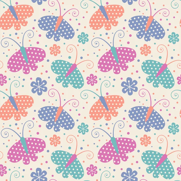 Seamless pattern with color butterflies — Stock Vector