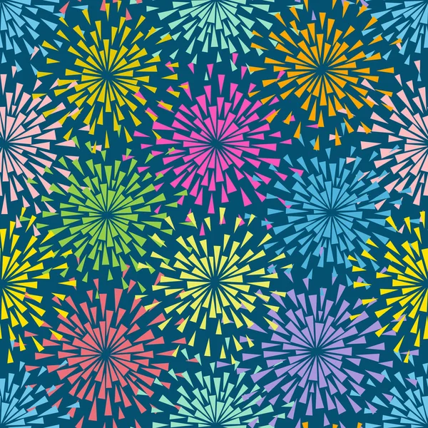 Seamless pattern with fireworks lights — Stock Vector