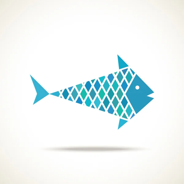 Ikon geometris ikan biru - Stok Vektor