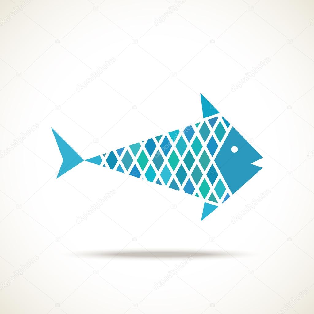 Blue fish geometric icon