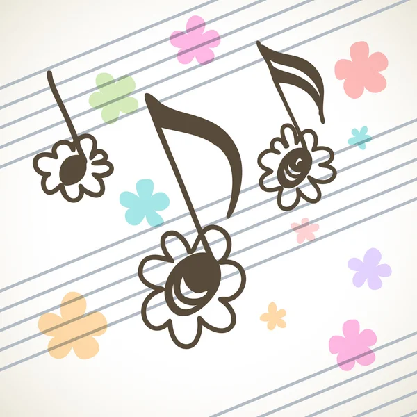 Crianças doodles musicais fundo floral —  Vetores de Stock