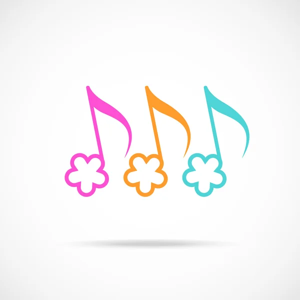 Icono musical con notas florales — Archivo Imágenes Vectoriales