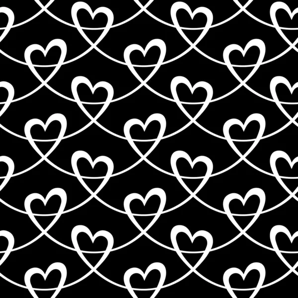 Seamless pattern with linear hearts — Stock Vector