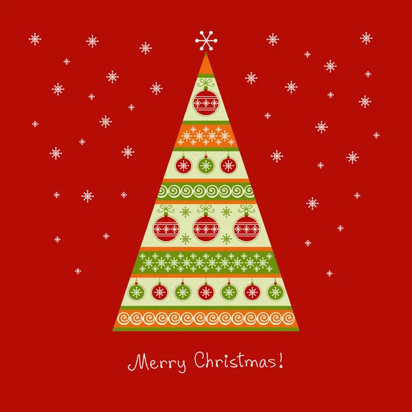 Рождественская елка с шарами и снежинками — стоковый вектор