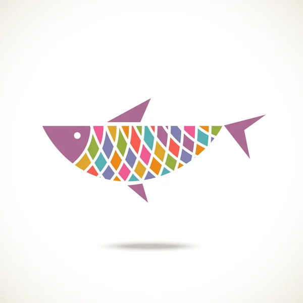 Icône poisson couleur — Image vectorielle