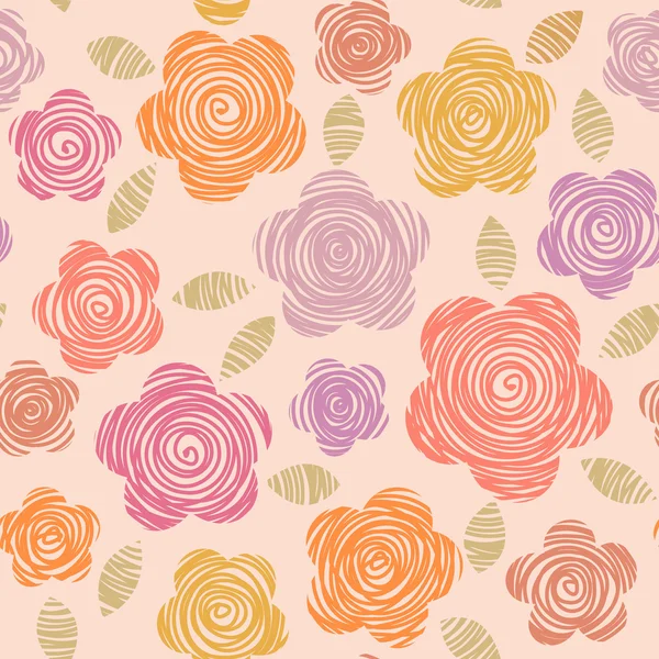 落書き花のシームレス パターン — ストックベクタ