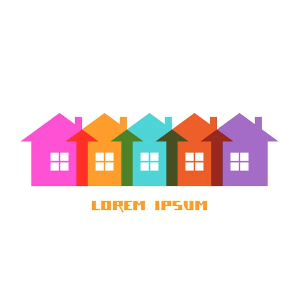 Color group houses icon — Stock Vector