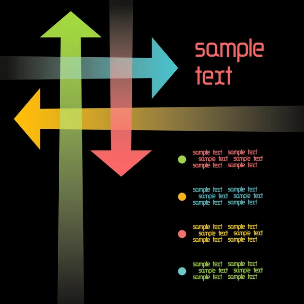 Černé pozadí s barevné šipky — Stockový vektor