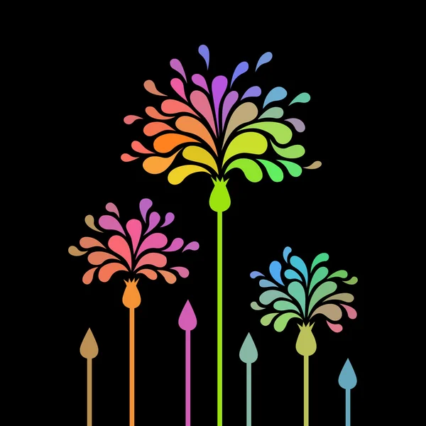 Flores estilizadas simples con pétalos de colores — Vector de stock