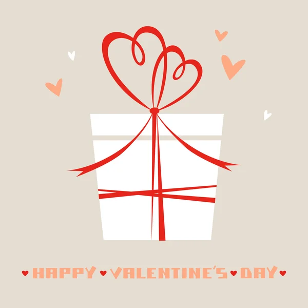 Regalo de San Valentín con corazón arco — Vector de stock